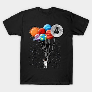 4 Years Old Birthday Boy Gifts Astronaut T-Shirt